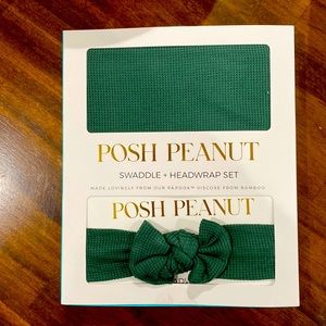 Posh Peanut Pine Waffle Swaddle and Headwrap Set